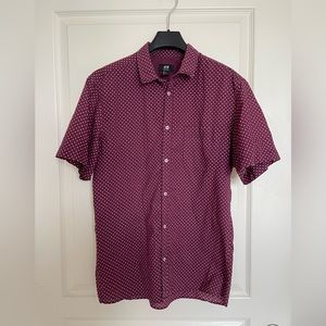 H&M Shirt Men's Polka Dot Print Short Sleeve Button Up Size Medium